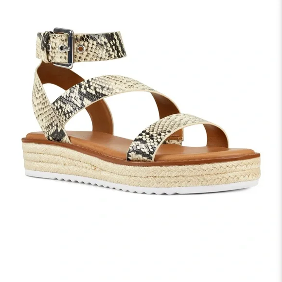Nine West snake print wedge espadrille sandals - Picture 4 of 9